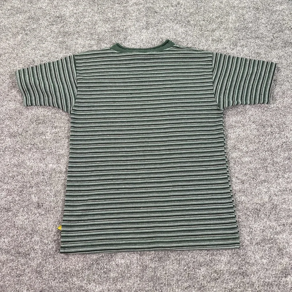 Vintage 90s Skidz T Shirt‎ Youth Medium Green Striped Knit Surfwear Skater USA